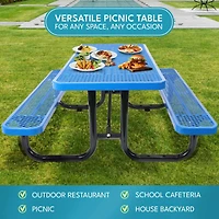 Streamdale Steel Picnic Table with Umbrella Hole in Blue