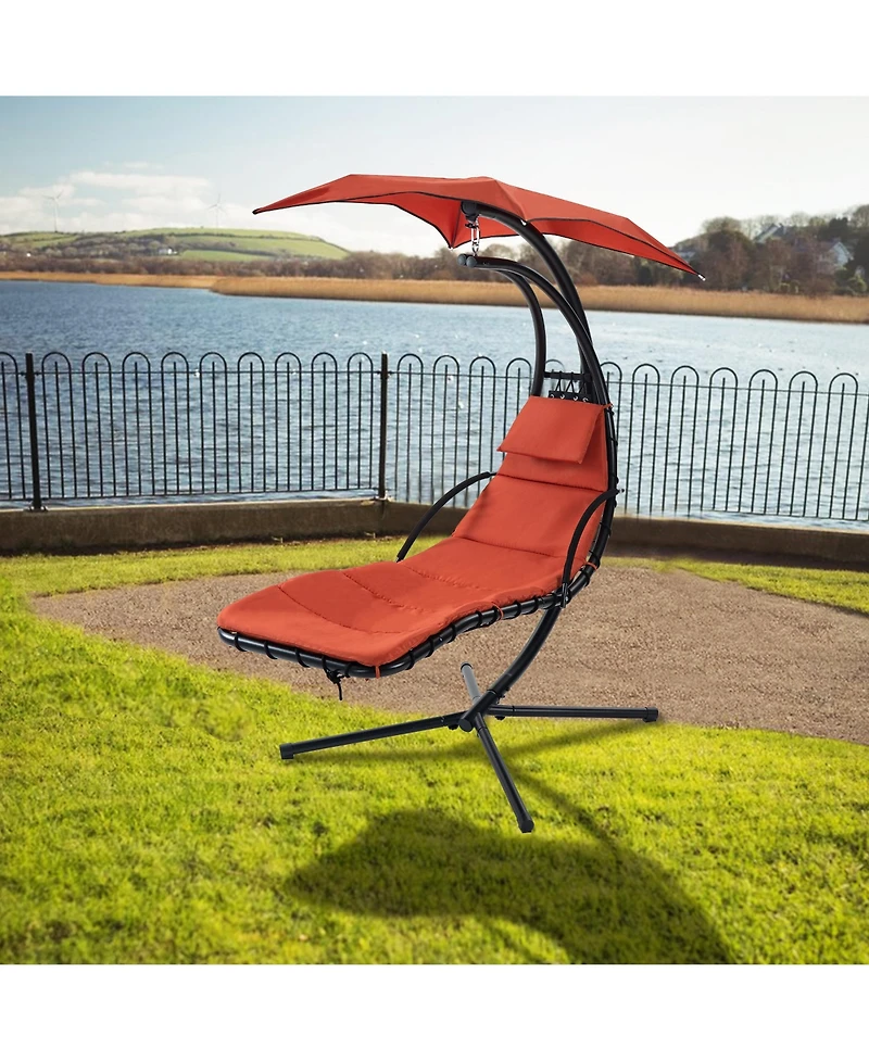 Streamdale Orange Oasis Ergonomic Hammock Chair with Umbrella and Pillow