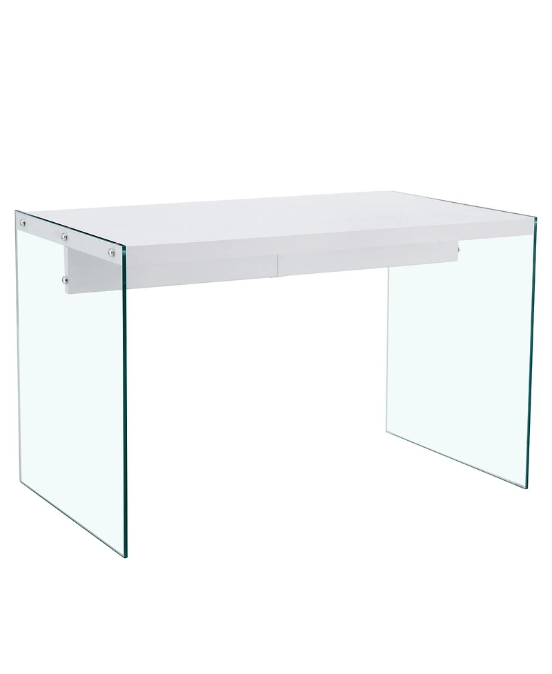 Streamdale Modern Coffee Table Mdf Top, Clear Glass Sides