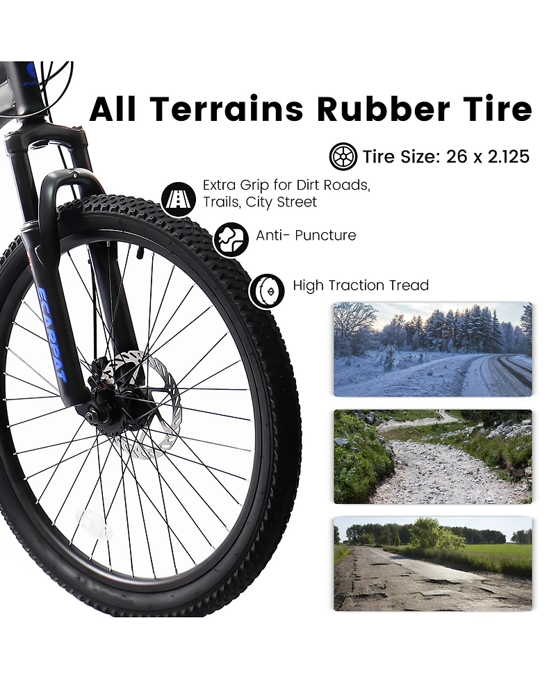 Streamdale Furniture Mountain Bike 24 Inch Wheels, 21-Speed Full Suspension Mens Womens Trail Commuter City Mountain Bike