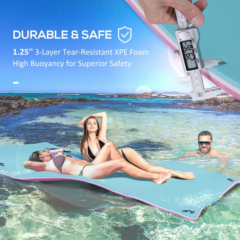 10' x 5' Floating Mat, 3-Layer Lily Pad Swimming Pool Floating Water Mat, Thick and Durable Water Activities Mat for Lake, Oceans