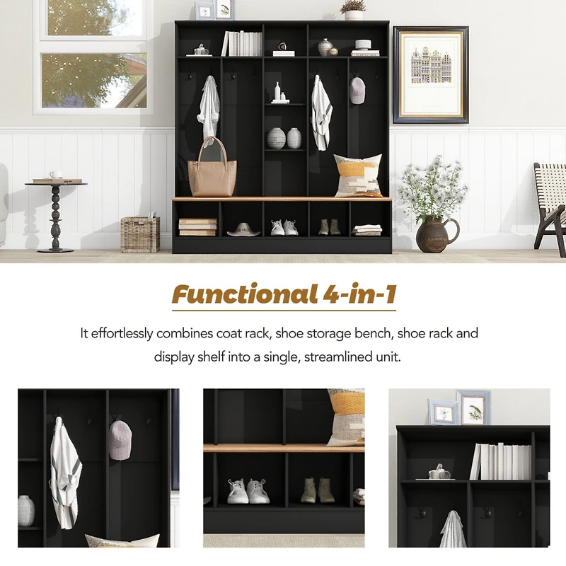 Streamdale Minimalist Hall Tree with Bench and Storage