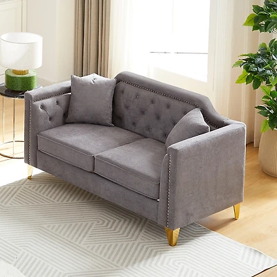Streamdale Mid-Century Modern Chenille Sofa with Tufted Buttons