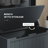 Streamdale Furniture 28" 3-In-1 Entryway Hall Tree with Storage Bench, Coat Rack with Four Hooks and Shoe Storage, Black