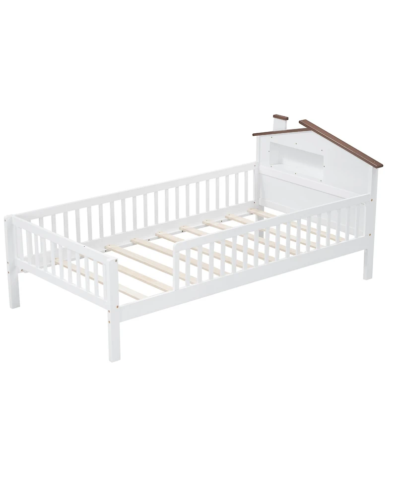 Streamdale Furniture Twin Platform Bed with House Headboard and Storage