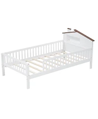 Streamdale Furniture Twin Platform Bed with House Headboard and Storage