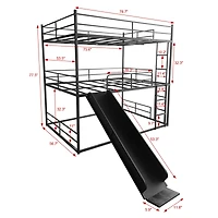 Twin Size House Loft Bed with Slide and Ladder, Black