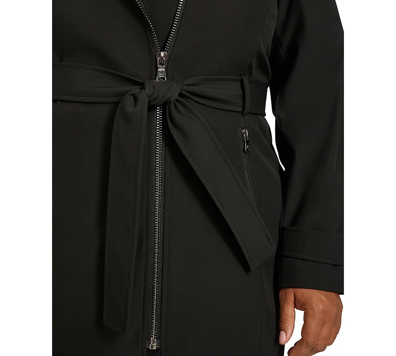 Calvin Klein Plus Belted Long-Sleeve Wrap Coat, Created for Macy's