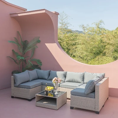 Streamdale 7-Piece Boho Patio Lounge Set with Cushions