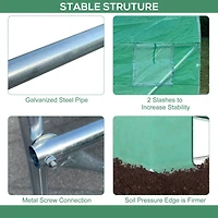 15' x 7' x 6.5' Walk-in Tunnel Hoop Greenhouse, Green House with Polyethylene Pe Cover, Steel Frame, Roll-Up Zipper Door & Windows for Flowers, Vegeta