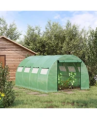 13' x 10' x 6.5' Walk-in Tunnel Greenhouse with 2 Zippered Mesh Doors & 10 Mesh Windows, Upgraded Gardening Plant Hot House with Galvanized Steel Hoop