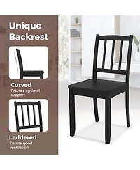Wood Dining Chair Set of 2 with Rubber Legs Curved Backrest for Kitchen