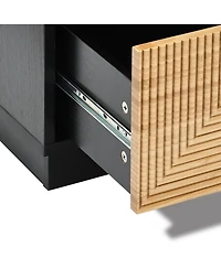 LuxenHome Mid Century Modern Boho 2-Drawer Black Night Stand Small Side Table with Storage