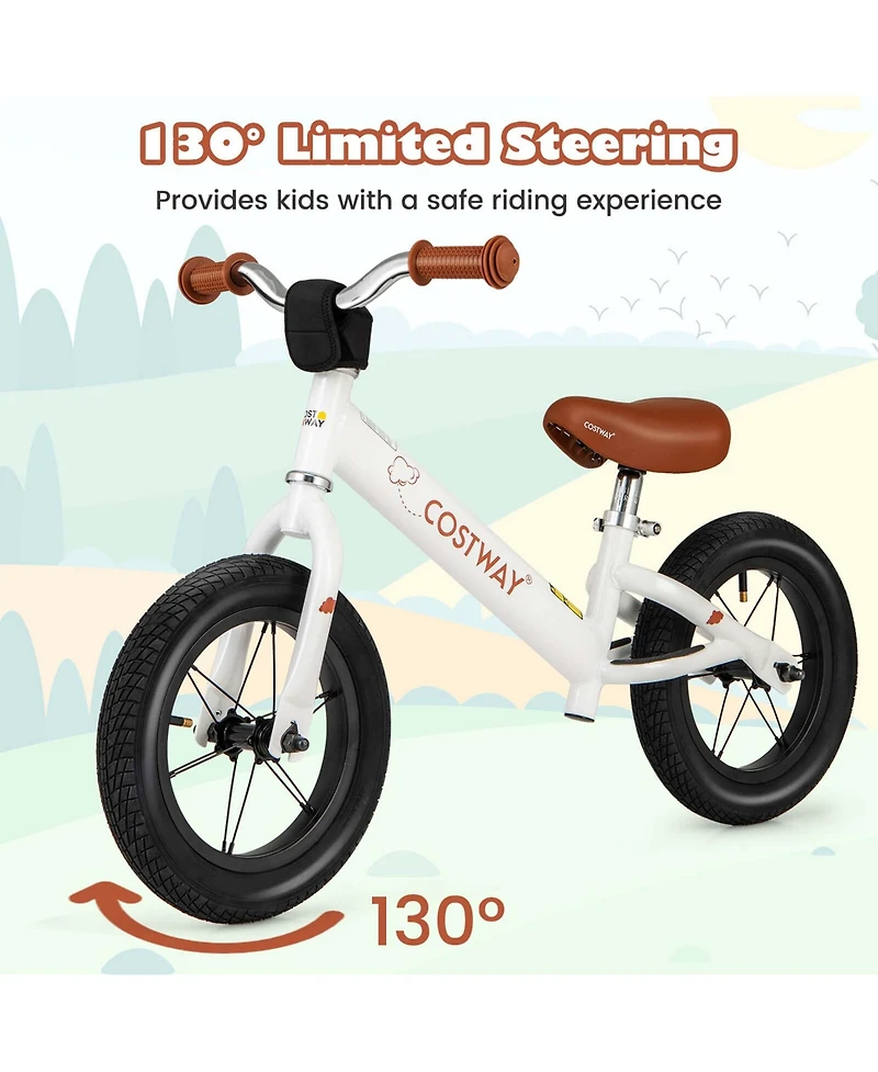 12 Inch Toddler Balance Bike No Pedal Training Bicycle with Inflatable Rubber Tires
