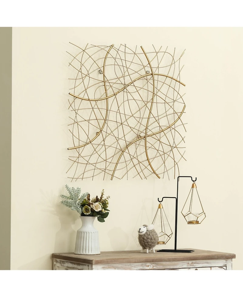 LuxenHome Handmade 26.4" Square Gold Modern Abstract Metal Wall Decor