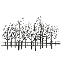 LuxenHome Snowy Black Metal Field of Trees Wall Decor