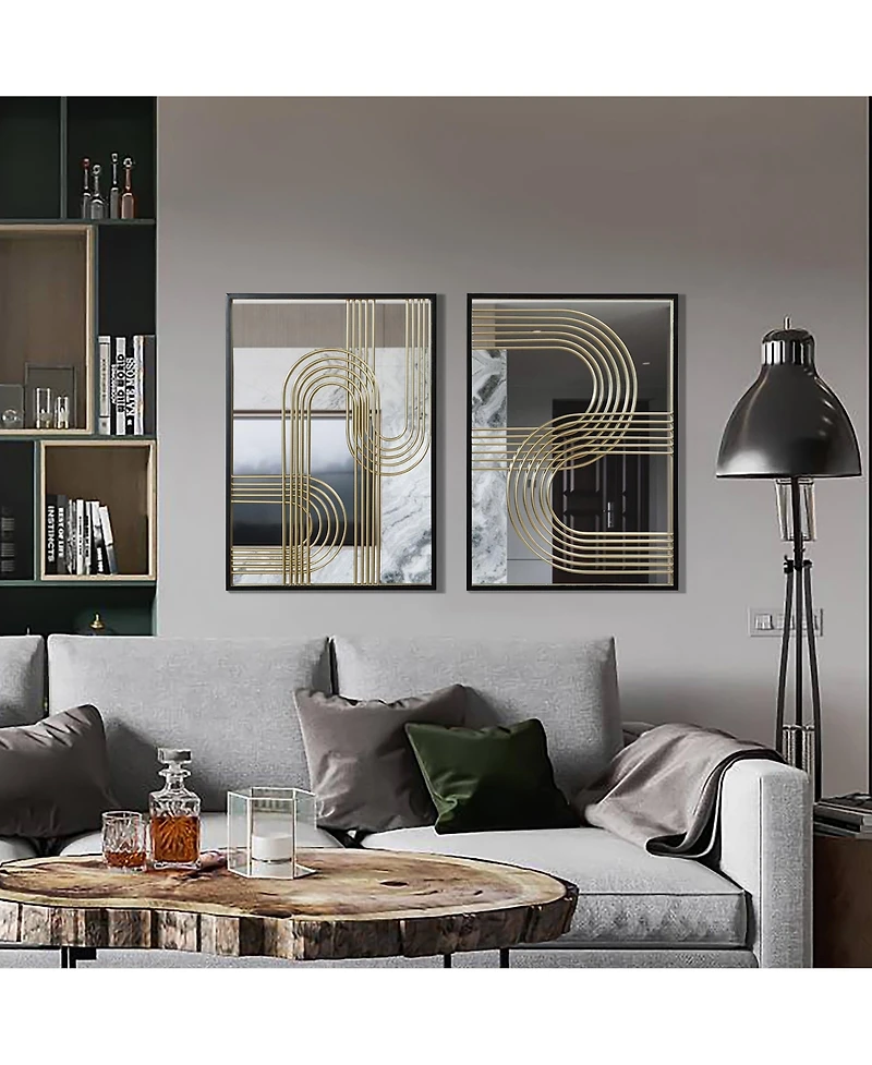 LuxenHome Set of 2 Modern Iron Loops Rectangular Accent Wall Mirrors