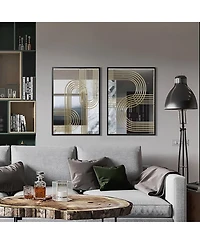 LuxenHome Set of 2 Modern Iron Loops Rectangular Accent Wall Mirrors