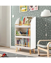 LuxenHome Children's Multi-Functional 3-Shelf Bookcase Toy Storage Bin, White