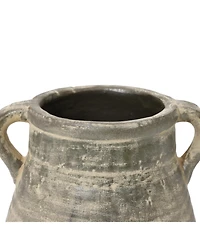 LuxenHome Rustic Farmhouse Brown Jug 12.5-Inch Tall Terracotta Vase