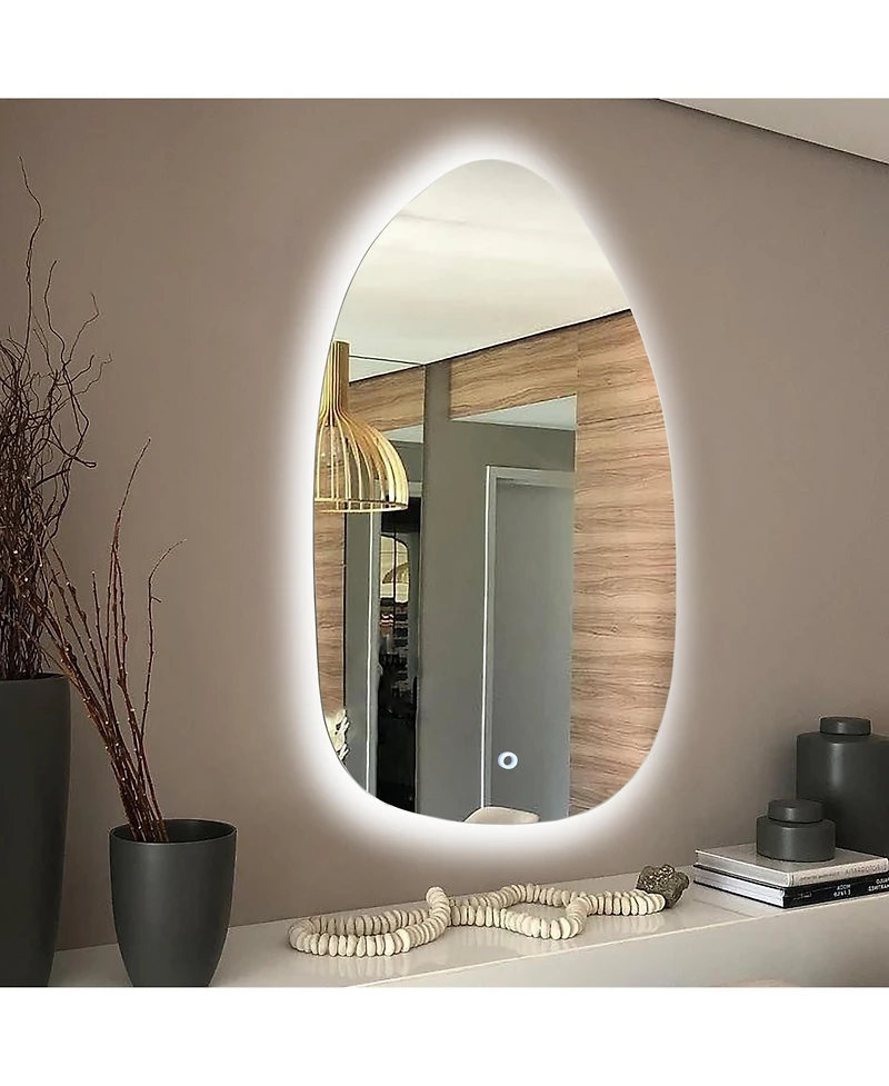 LuxenHome Asymmetrical Accent Wall Mirror with Lights
