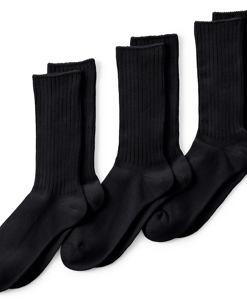 Lands' End Men's Cotton Crew Socks 3 Pack