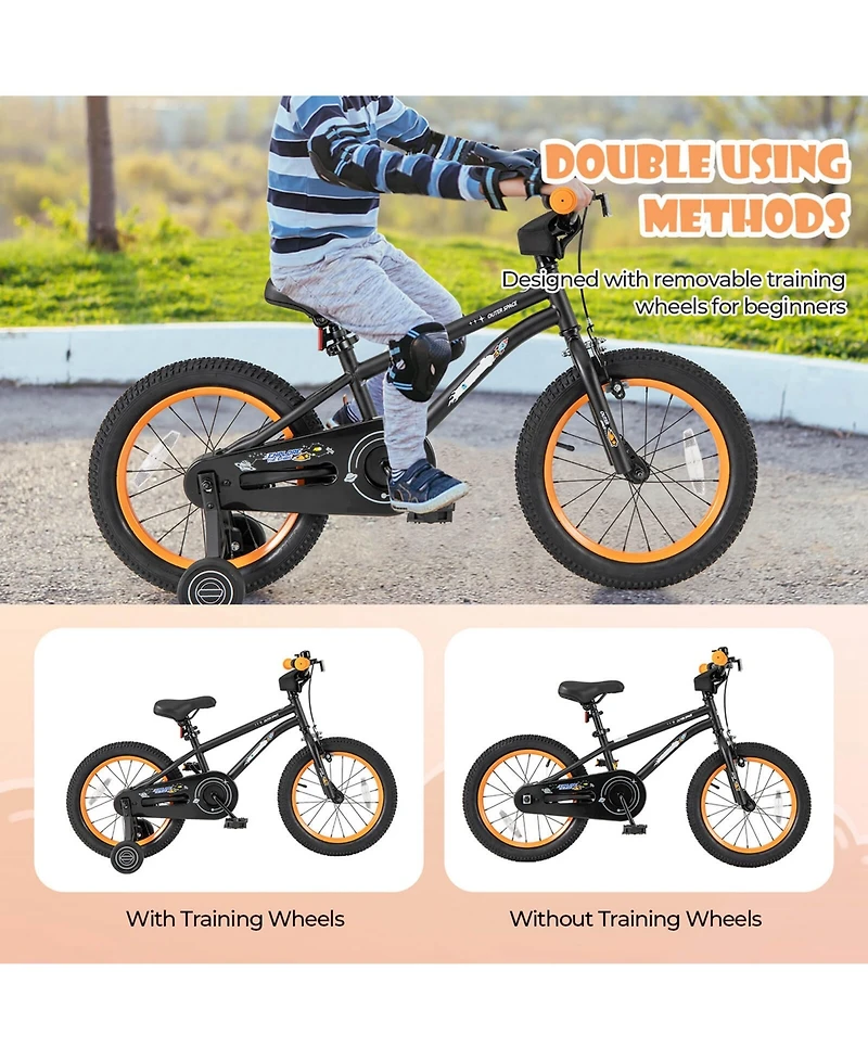 Costway 16-Inch Kid s Bike for 4-7 Years Old with Adjustable Saddle & Anti-slip Handlebar