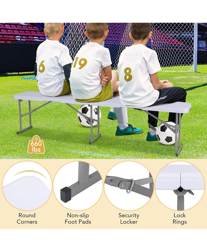 1 Pcs Portable Folding Bench with Convenient Handle Non-slip Foot Pads Sturdy Metal Legs