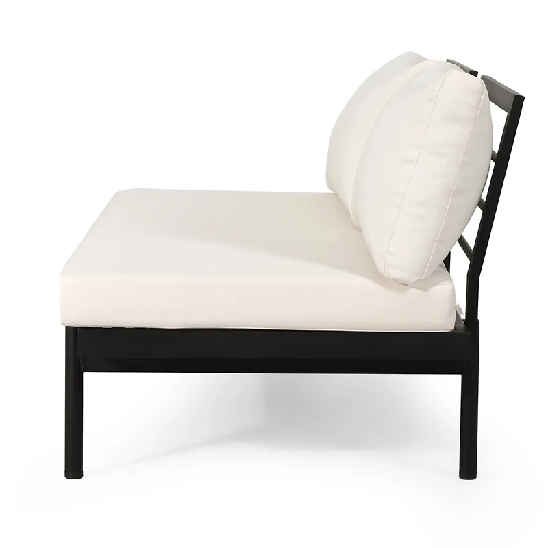 Streamdale Theo 2-Seater Acacia Wood And Iron Sofa With Water-Resistant Cushions