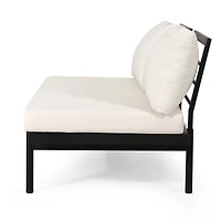 Streamdale Theo 2-Seater Acacia Wood And Iron Sofa With Water-Resistant Cushions