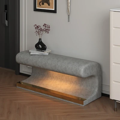 Streamdale Leather Bench Ottoman with Led Light