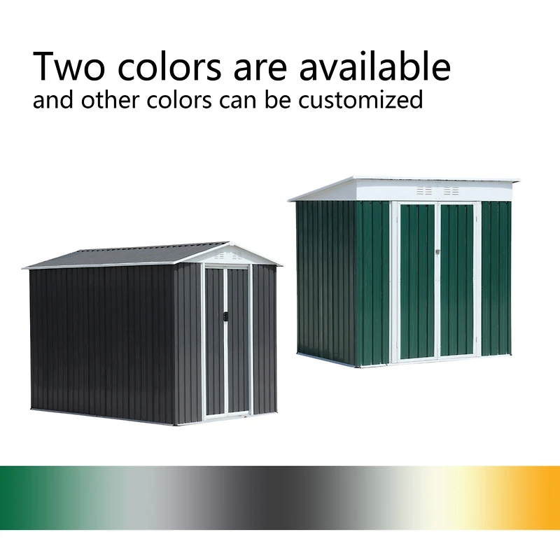 Outdoor Waterproof Garden Tool Storage Sheds 5FTx3FT Apex Roof Grey With Aluminum alloy frame And Sliding doors