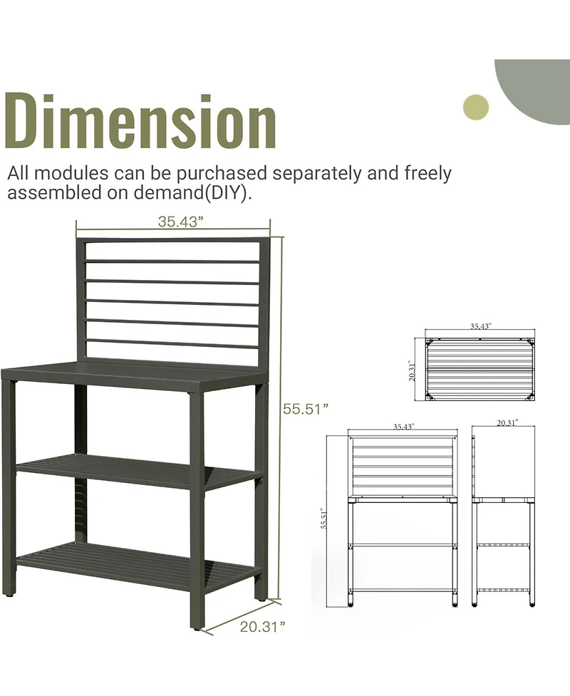 Streamdale Aluminum Kitchen Island with Storage and Cover
