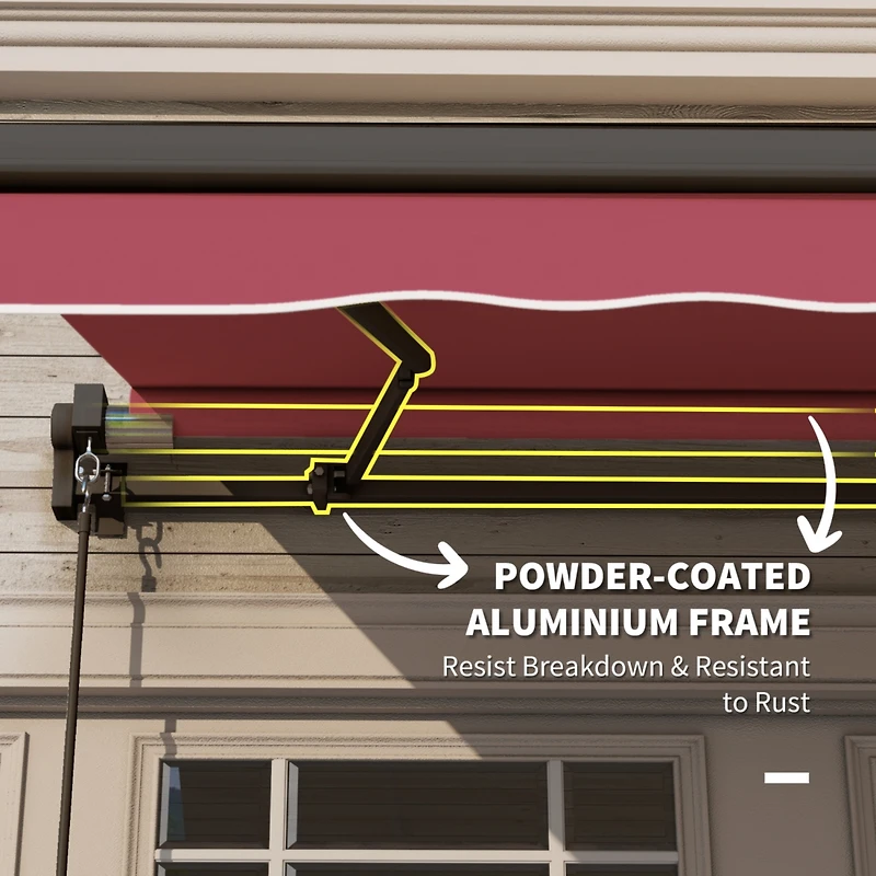 10' x 8' Retractable Awning, Patio Awnings, Sunshade Shelter w/ Manual Crank Handle, Uv & Water-Resistant Fabric and Aluminum Frame for Deck, Balcony,