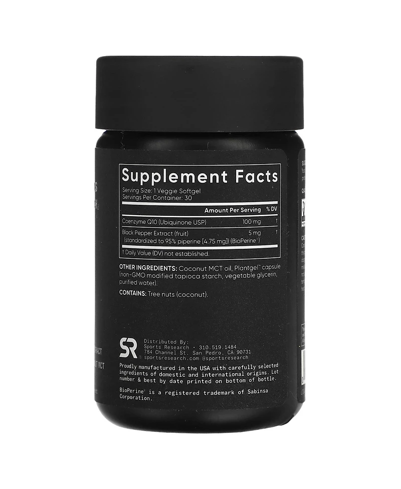 Sports Research CoQ10 Usp Grade with BioPerine 100 mg