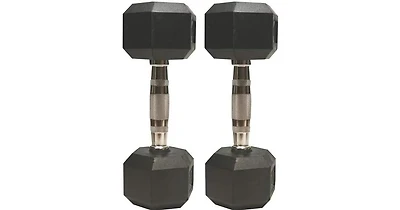 Amber Sports Barbell Rubber encased Hex Dumbbell Weights with Metal Handles for Strength Training, Full Body Workout. Sold as a Pairs