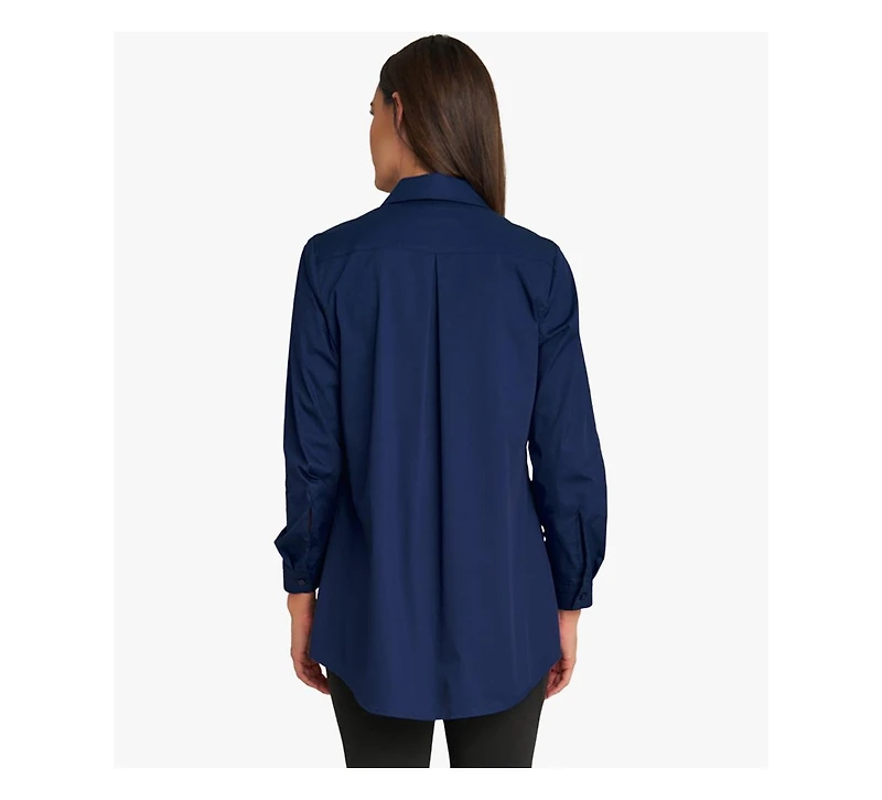 Stella Carakasi Women's Long Sleeve Cotton Poplin Pintuck Tunic