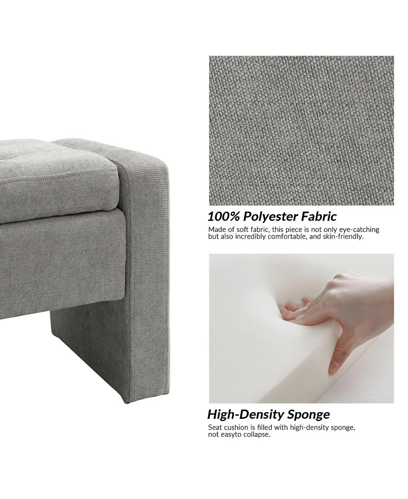 Hulala Home Casio Upholstered 55.1" Wide Storage Bench with Button-tufted Design