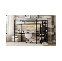 Streamdale Furniture Twin Xl Loft Bed with L-Shaped Desk and Wardrobe