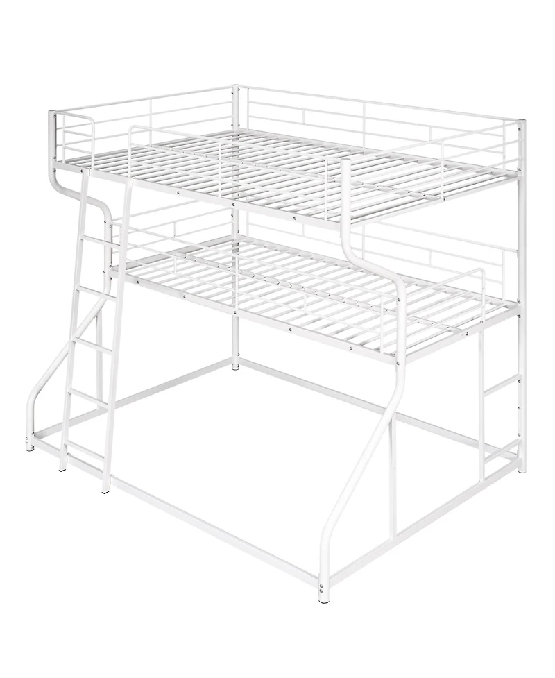 Slickblue Space-Saving Triple Bunk Bed with Full Xl, Twin Xl, Queen - Includes Long & Short Ladder