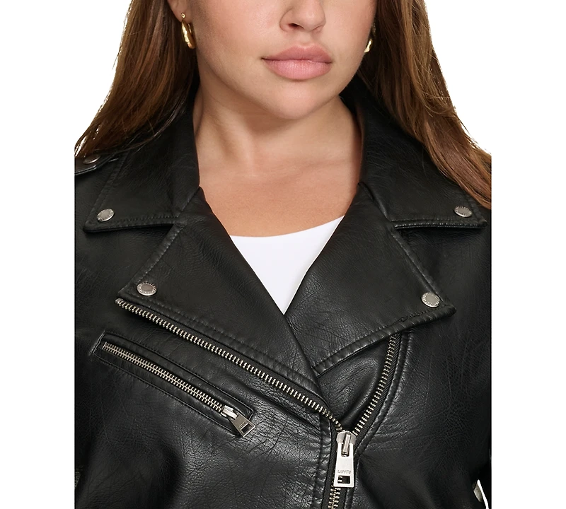 Levi's Plus Faux Leather Long Line Belted Moto Jacket