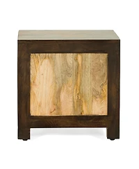 Streamdale Westby Mango Wood And Cane Square Cube Ottoman
