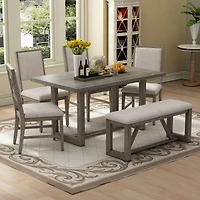 Streamdale Furniture Retro Dining Set Table, 4 Chairs, 1 Bench