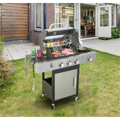 Streamdale Furniture 3-Burner Propane Gas Grill, 37230BTU with Enameled Cast Iron Grids