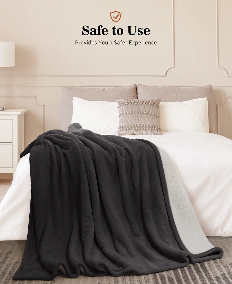 Sealy Heated Flannel and Sherpa Blanket, Queen