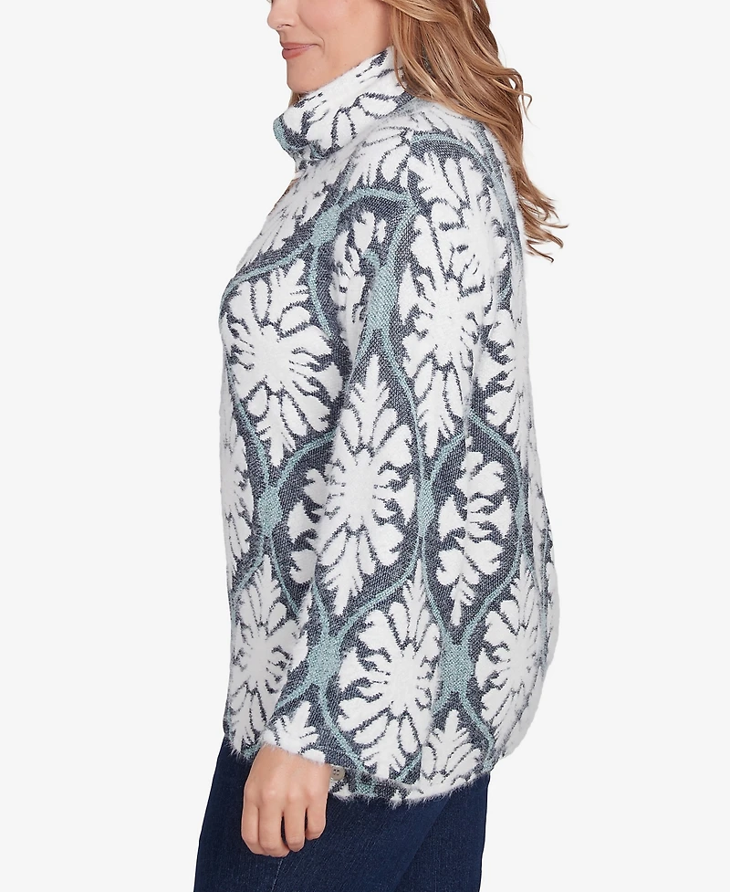 Ruby Rd. Plus Size Jewel Tile Jacquard Knit Sweater