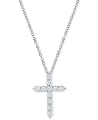 Diamond Cross Pendant Necklace (1/2 ct. t.w.) 14k White or Yellow Gold, 16" + 2" extender