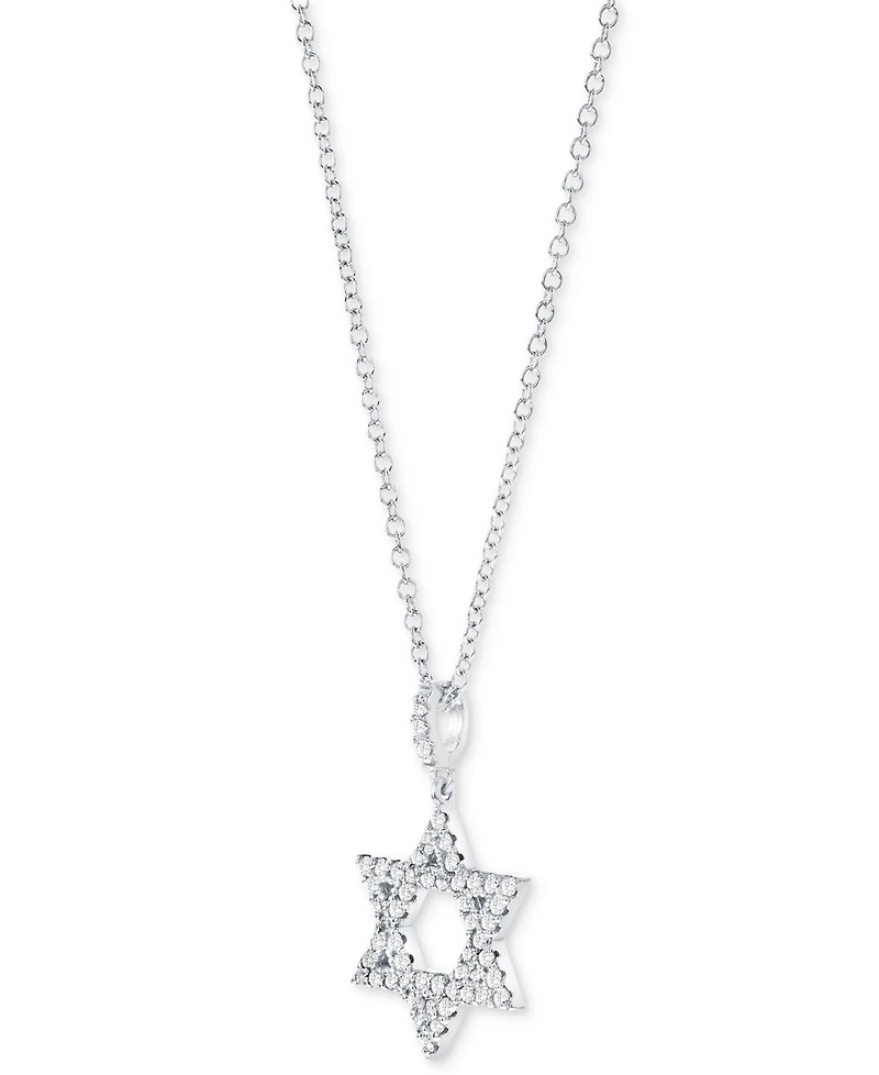 Diamond Star of David Pendant Necklace (1/4 ct. t.w.) 14k White or Yellow Gold, 16" + 2" extender
