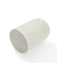 LuxenHome Ivory White Cement Round Outdoor Side Table