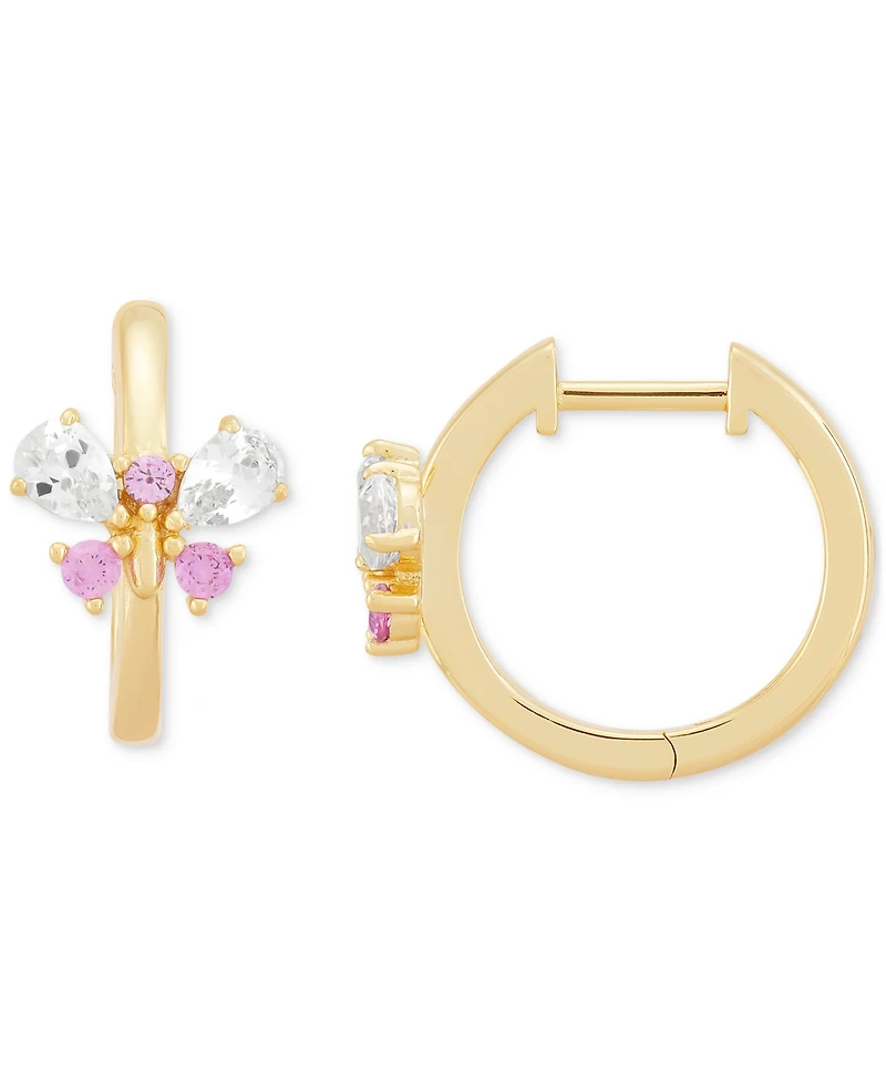 2-Pc. Set Lab Created Pink Sapphire (1/2 ct. t.w.) & Lab Created White Sapphire (1-1/20 ct. t.w.) Dragonfly Pendant Necklace & Matching Hoop Earrings